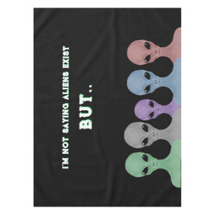 Unique Hand Drawn Multi Coloured Aliens Tablecloth