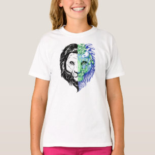 Unique Hand Drawn Mystic Lion Girl's Baseball Tee