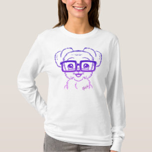 Unique Hand Drawn Nerdy Dog Women's Flowy Shirt