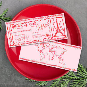 Unique Hand Drawn Paris Surprise Boarding Pass Invitation