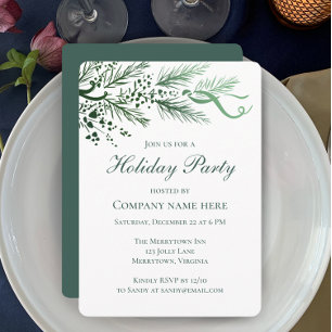 Unique Hand Drawn Pine Corporate Holiday Party Invitation