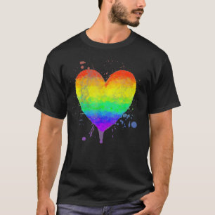 Unique Hand Drawn Rainbow Heart Gay Pride Cool Pai T-Shirt