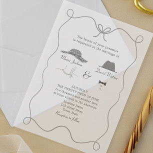 Unique Hand Drawn Wedding Acrylic Invitations