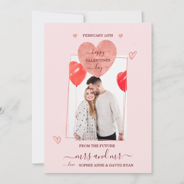 Unique Happy Valentines Day Mrs. & Mr. Photo Save The Date (Front)