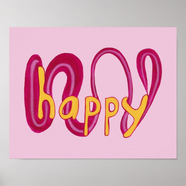 Unique Happy Word Positive Affirmation Posters (Front)