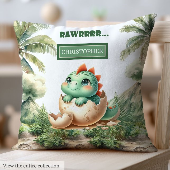 Unique Hatching Soon Baby Dinosaur Personalised   Cushion (Unique Hatching Soon Baby Dinosaur Personalized Throw Pillow)