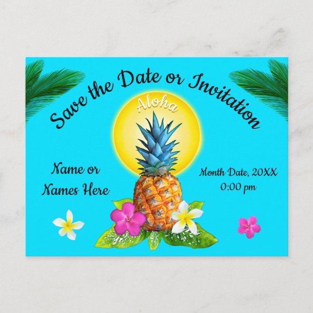 Unique Hawaiian Save the Date Cards. Any Occasion Announcement Postcard (Front)