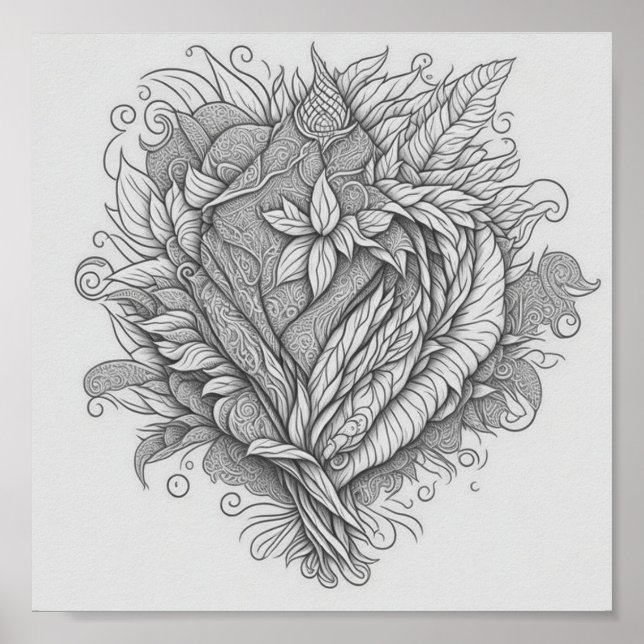 Unique Heart Colouring Poster (Front)