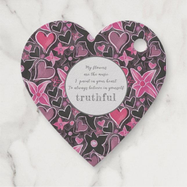 Unique Heart&Flowers Pattern Foil Favour Tag (Back)