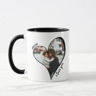 Unique Heart Mom I Love You Custom Photo Mug