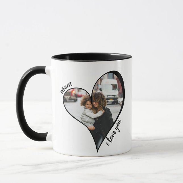 Unique Heart Mum I Love You Custom Photo Mug (Left)
