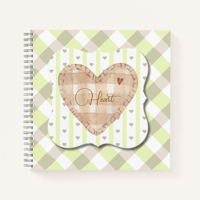 Unique heart shap with shadow effect Green pattern Notebook (Front)