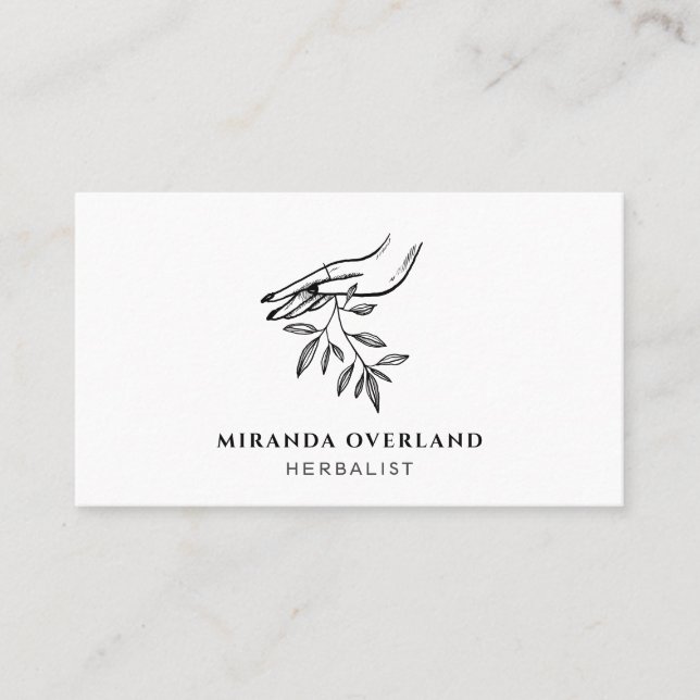 Unique Herbalist Naturopath Botanical Leaves Logo Business Card (Front)
