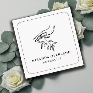Unique Herbalist Naturopath Botanical Leaves  Square Business Card