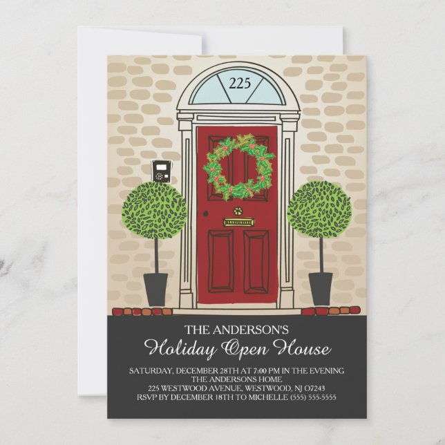 Unique Holiday Open House Party Invitation (Front)