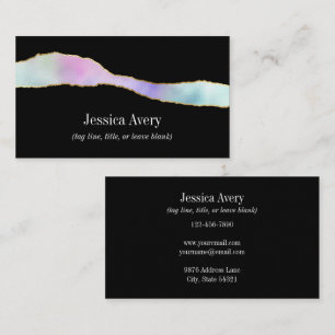 Unique Holographic Watercolor Beauty Salon Business Card