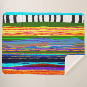 Unique home decor weird handmade assymetric art sherpa blanket