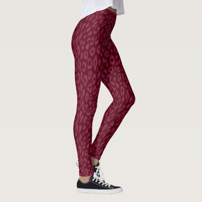 Unique hot pink &dark red leopard  leggings (Right)