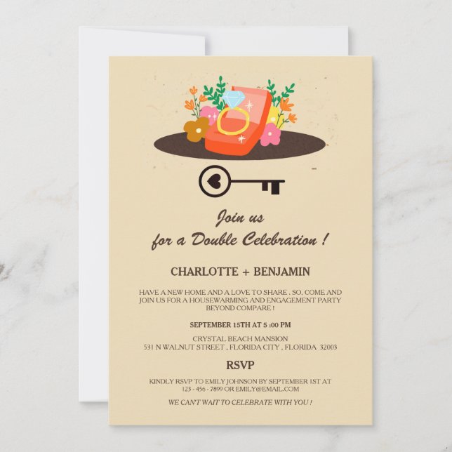 Unique Housewarming And Engagement Party Invitation (Front)
