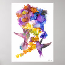 Unique Hummingbird Alcohol Ink Print