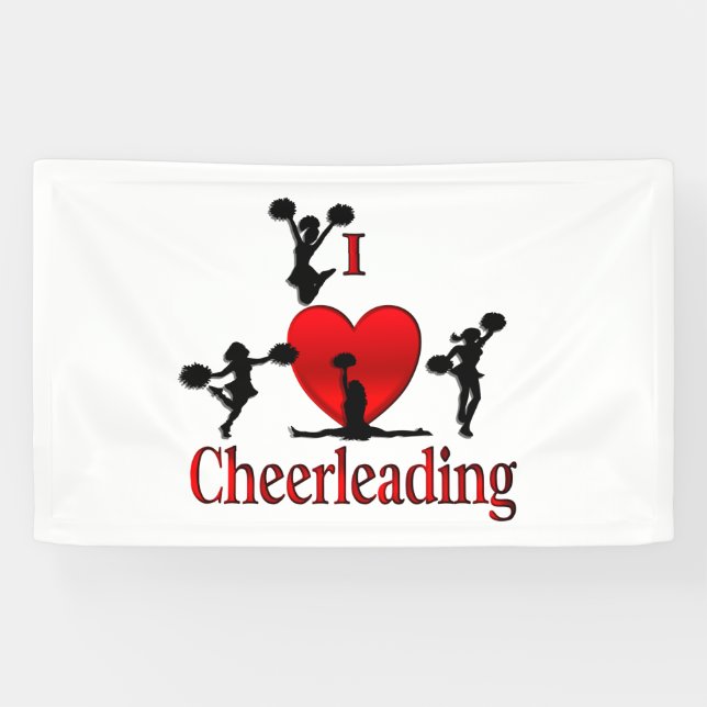 Unique I Heart Cheerleading Banner (Horizontal)