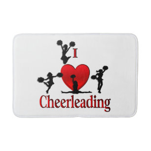 Unique I Heart Cheerleading Bath Mat