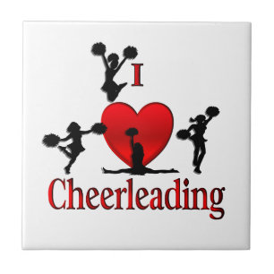 Unique I Heart Cheerleading Ceramic Tile