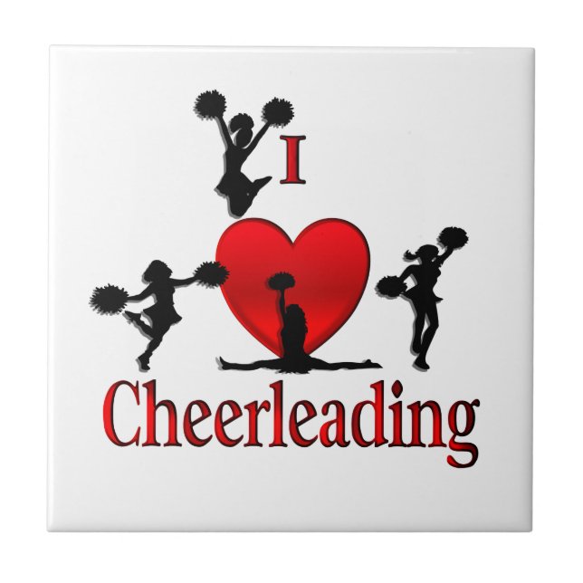Unique I Heart Cheerleading Ceramic Tile (Front)