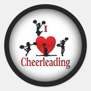 Unique I Heart Cheerleading Classic Round Sticker