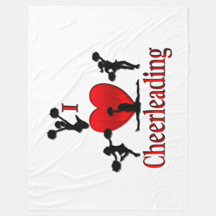 Unique I Heart Cheerleading Fleece Blanket