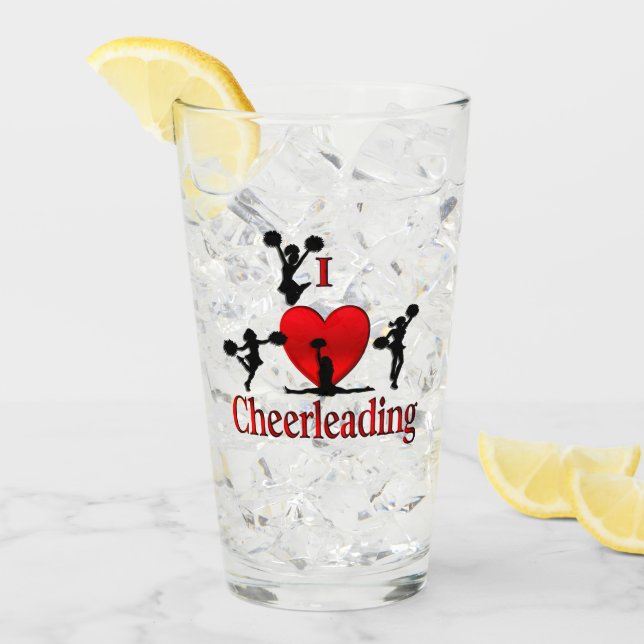 Unique I Heart Cheerleading Glass (Front Ice)
