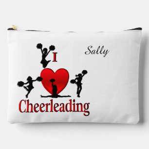 Unique I Heart Cheerleading Personal Name Accessory Pouch