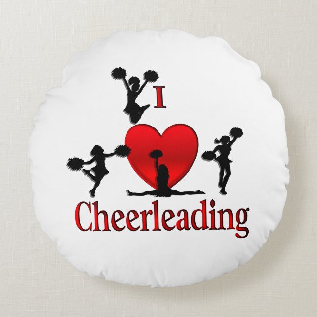 Unique I Heart Cheerleading Round Cushion (Front)