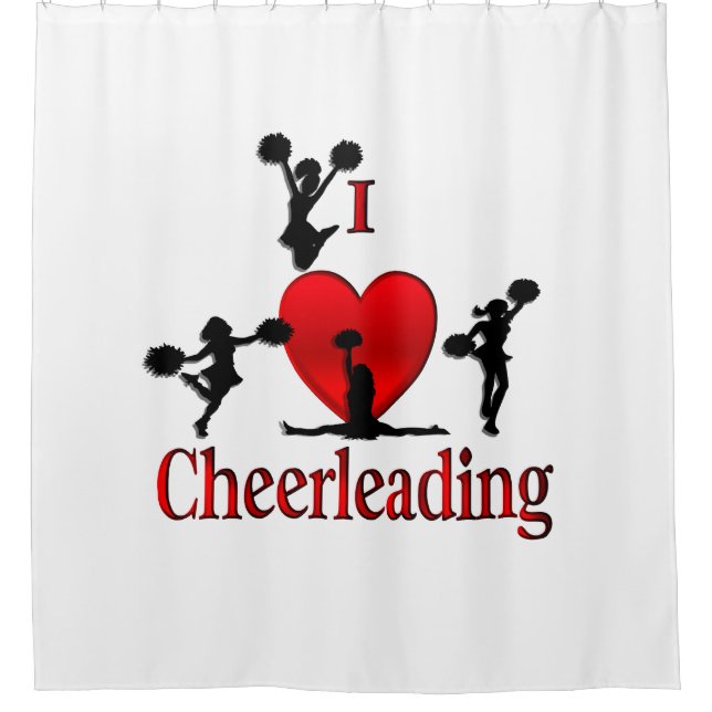 Unique I Heart Cheerleading Shower Curtain (Front)