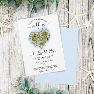 Unique Illustrated Destination Wedding Map Travel Invitation