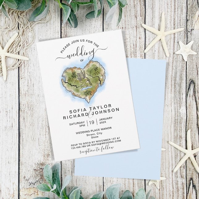 Unique Illustrated Destination Wedding Map Travel Invitation (Creator Uploaded)