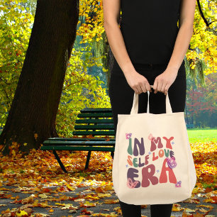 Unique In My Self Love Era Neon Butterfly and Star Tote Bag