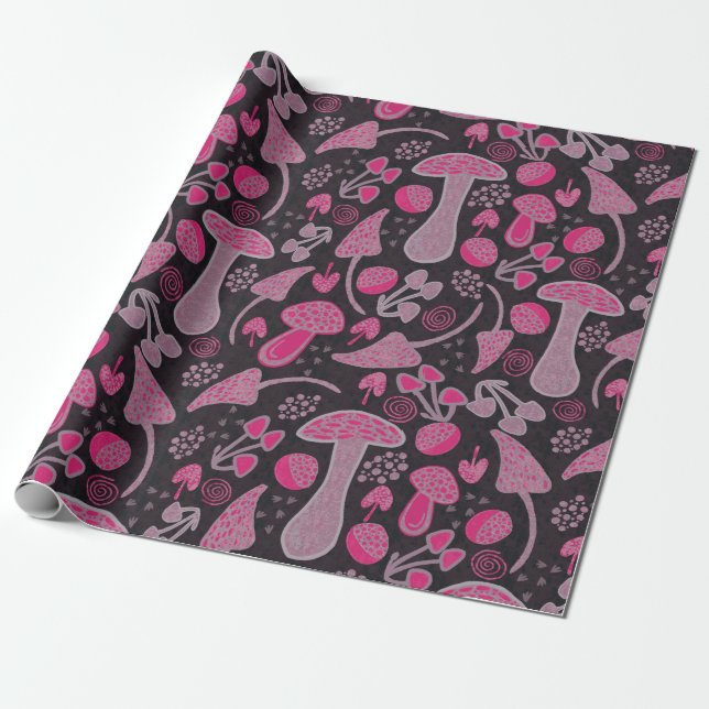 Unique In Pink/ Fall Pattern Wrapping Paper (Unrolled)
