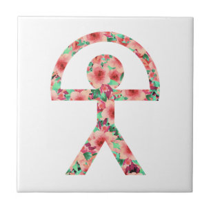 Unique Indalo Man in Floral Design Ceramic Tile