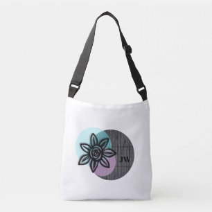 Unique Initialled Brushed Polyester Floral Tote Ba