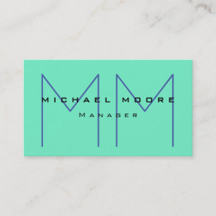 Unique Initials Monogram Cute Blue Colour Business Card