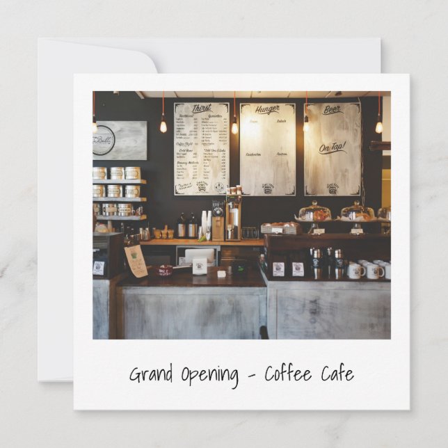 Unique Instant Photo Restaurant Store Opening Invitation (Front)