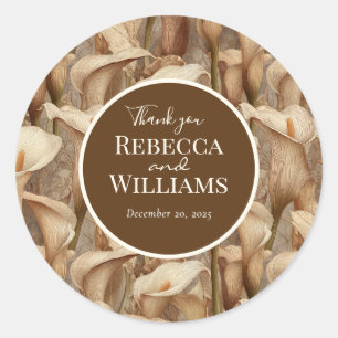Unique Ivory Calla Lilies Garden Botanical Wedding Classic Round Sticker