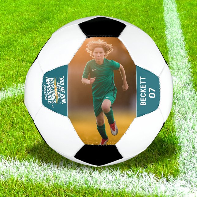 Unique Keepsake Motivational Quote Modern Teal Soccer Ball (Creator Uploaded)
