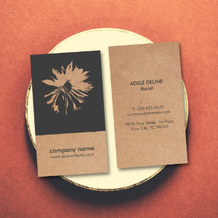 Unique Kraft Paper (printed) Flower Pattern Floral Business Card