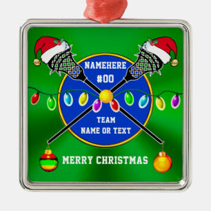Unique, Lacrosse Christmas Ornaments, Personalized Metal Ornament