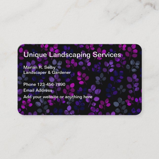 Unique Landscaper And Gardener Business Card (Front)