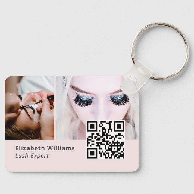 Unique Lash Expert Logo Business Card with QR Code Key Ring (Front)