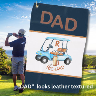 Unique Leather Stitched Look DAD Golf Cart Initial Towel