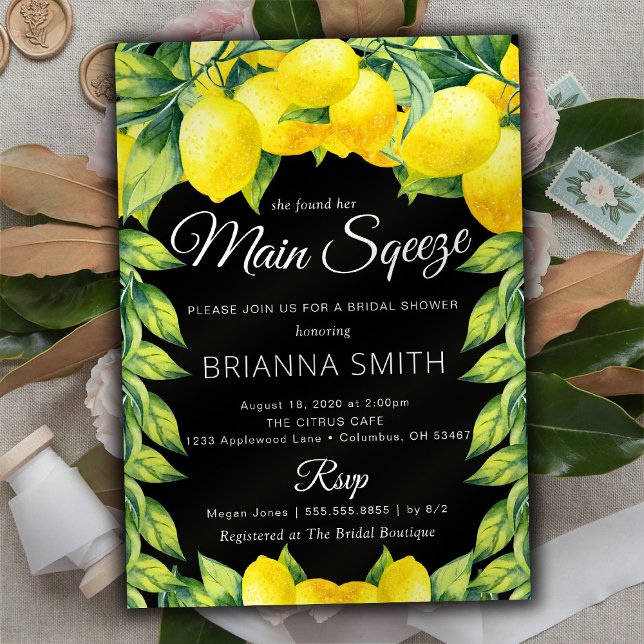 Unique Lemon Bridal Shower invitation main squeeze (Creator Uploaded)